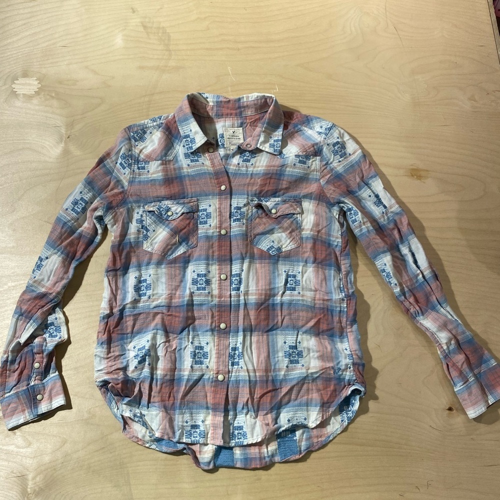 American Eagle Vintage Boyfriend Snap Closure Shirt Medium (FK) - Picture 4 of 15